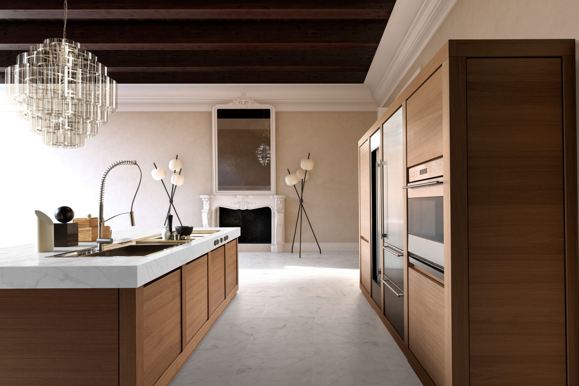 Cucina in legno modello Wood on gola dallo stile classico e contemporaneo